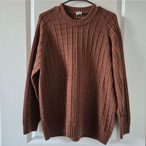 Son Of A Tailor 100% Merino Wool Check Print Crewneck Sweater 7L Large Long